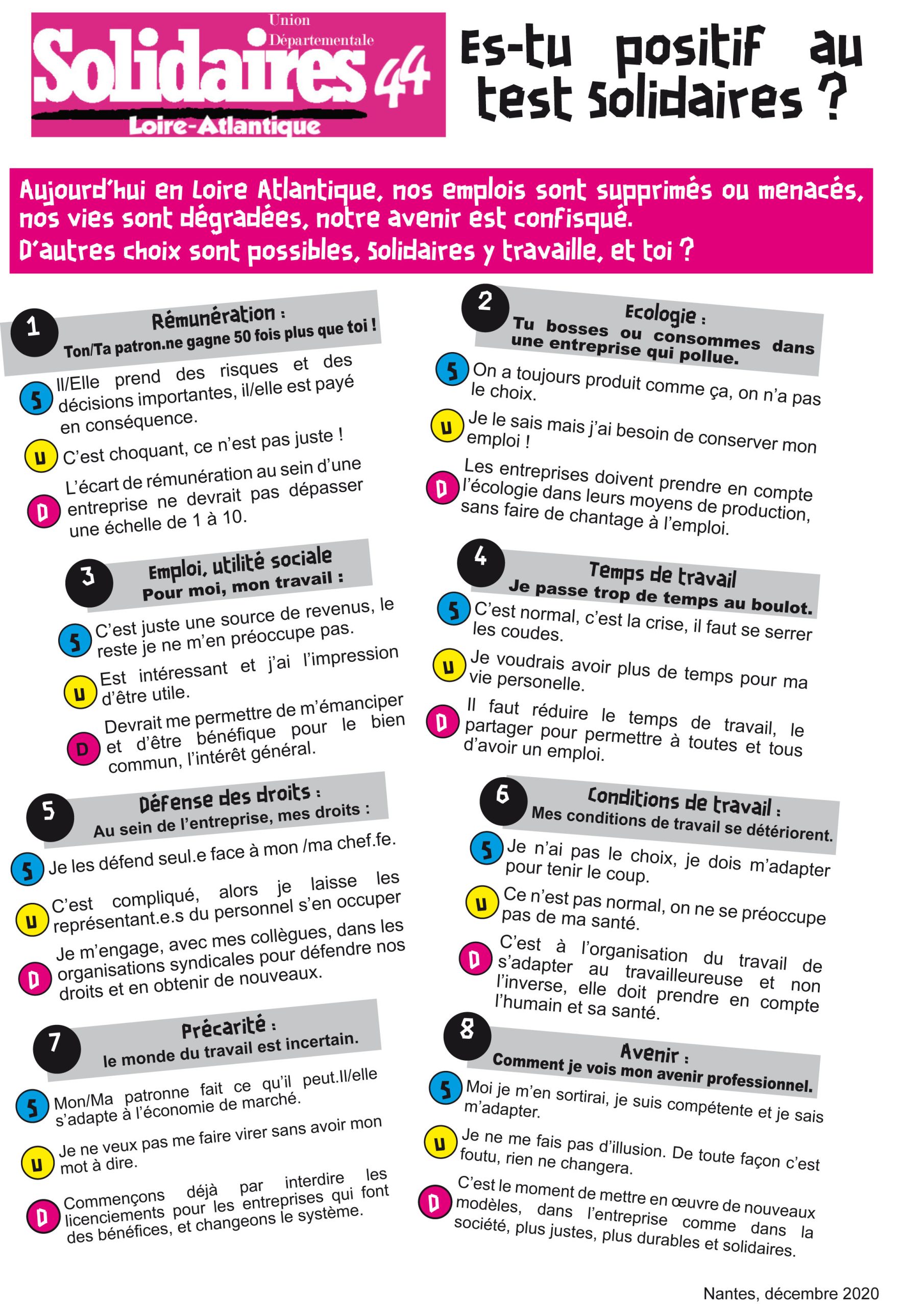 Décembre 2020 Es tu positif au test Solidaires ?