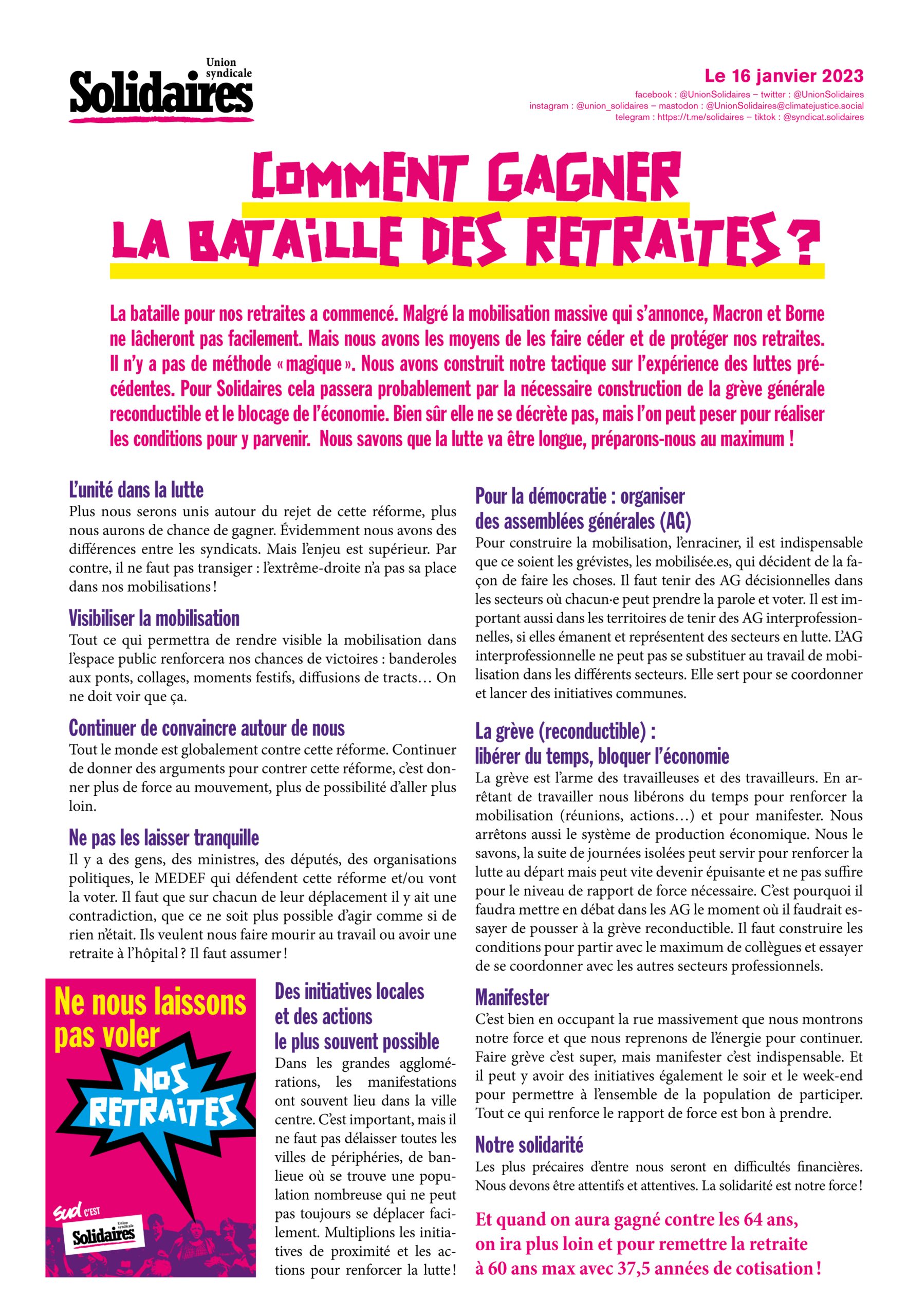 31 janvier : comment gagner la bataille des retraites ?