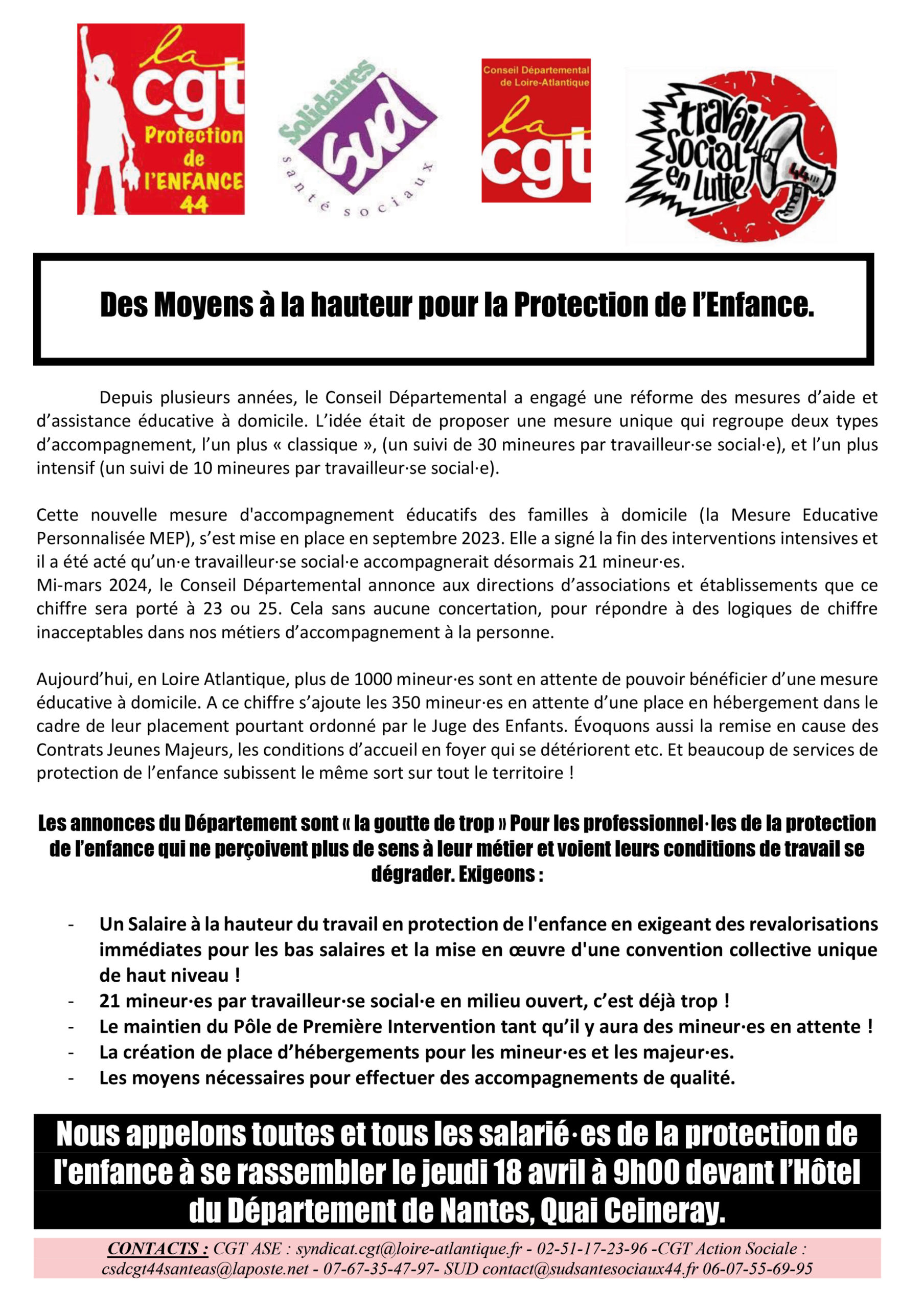 18 avril – Des moyens à la hauteur pour la protection de l’enfance