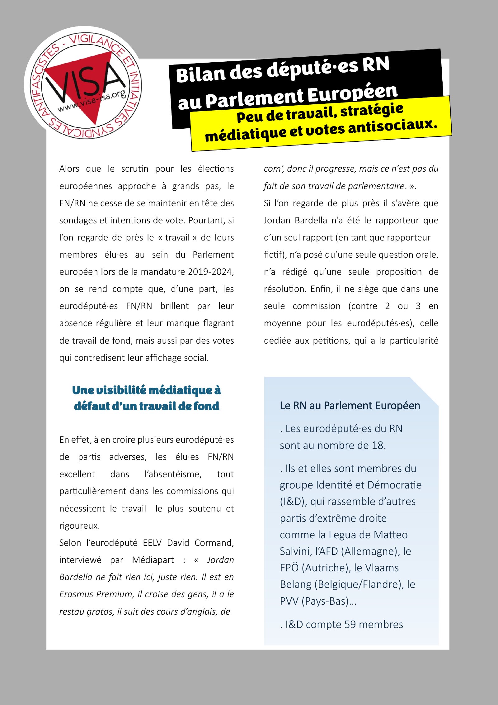 10 mai 2024 – Le RN, plus que jamais, ennemi des travailleuses et des travailleurs.