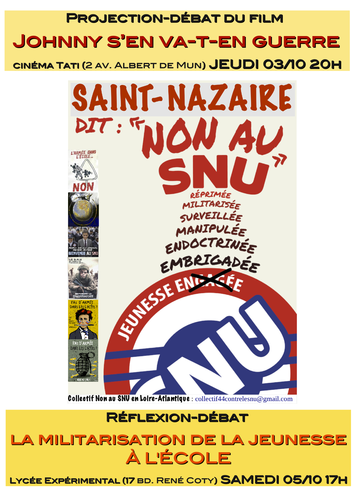3 et 5 octobre : Saint-Nazaire dit « non au SNU ! »