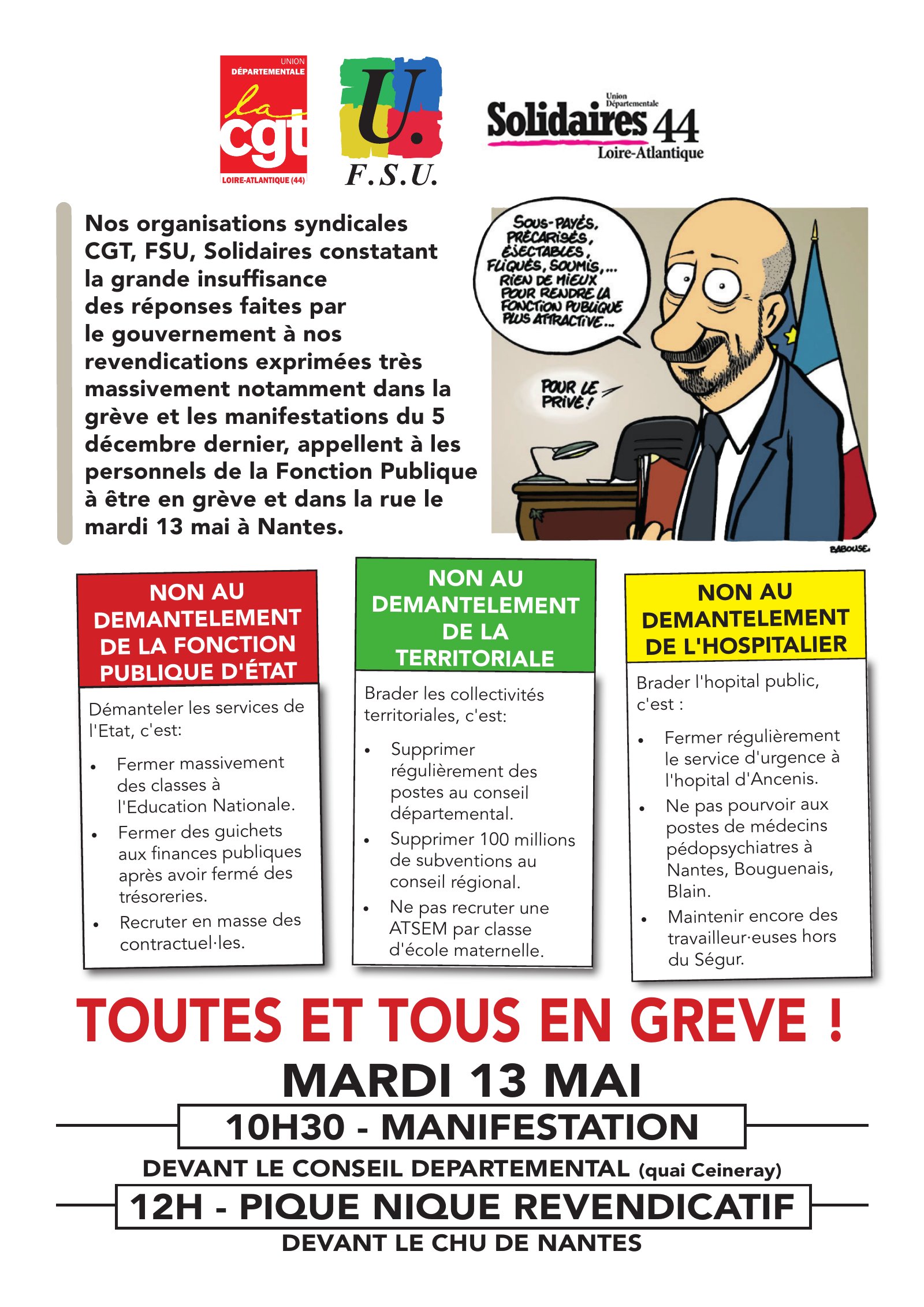 13 mai – Fonction Publique : toutes et tous en grève et en manifestation !