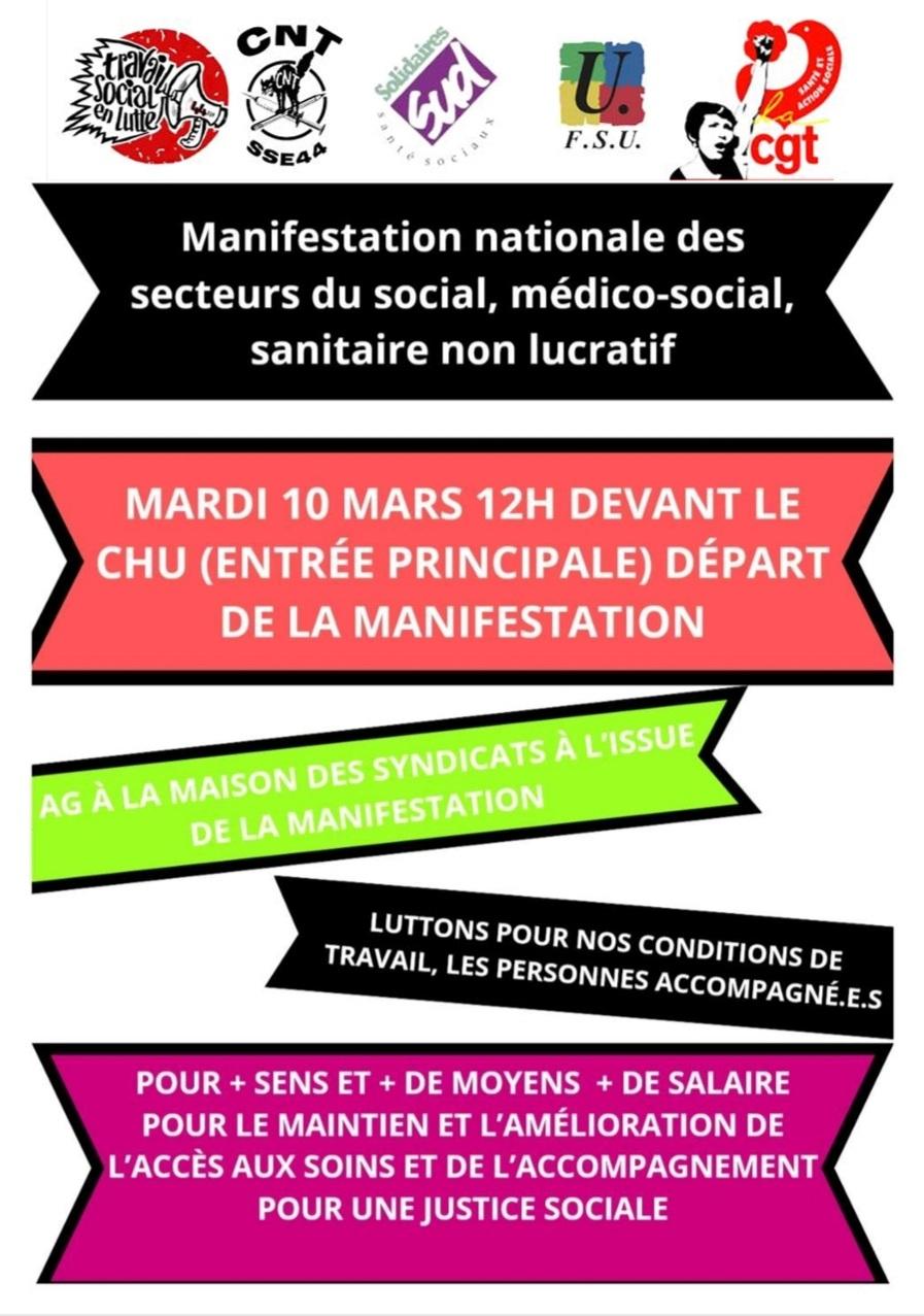 10 mars – Manifestation des secteurs du social, médico-social, sanitaire non lucratif