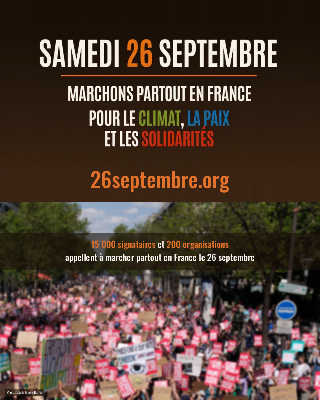 26 septembre – Mobilisations pour le climat, la paix et les solidarités