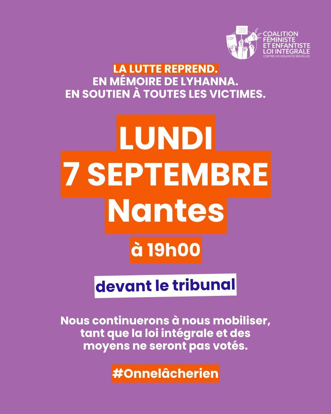 7 septembre : Pour une loi cadre integrale contre les Vss  faites aux enfants,  aux femmes et aux minorités de genre, pour le budget intégral qui va avec,  pour la prévention, pour le renforcement des services publics et des associations concernées