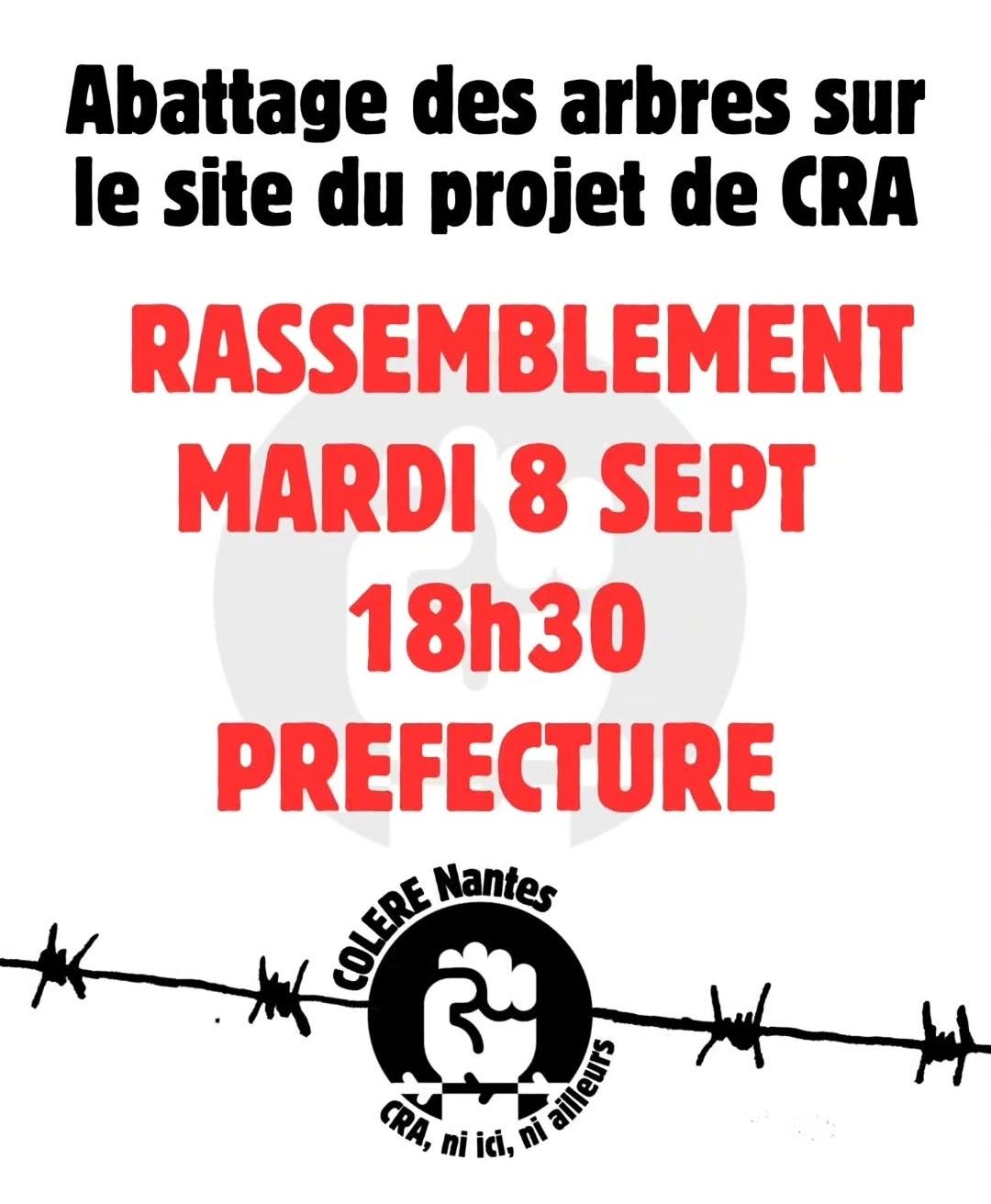 8 septembre – Rassemblement contre le CRA